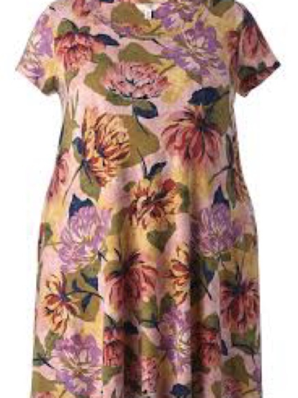 Terra & Sky Pink Floral Short Sleeve Tunic